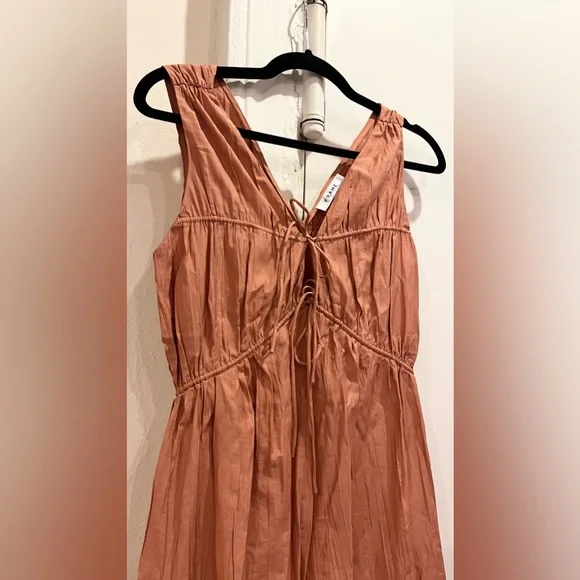 NWOT FRAME crinkle cinched dress terracotta pink xs